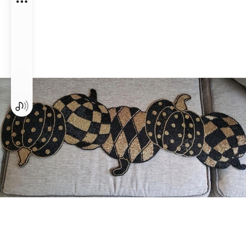 Elegant Black and Gold Pumpkin Table Runner